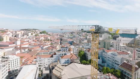 aerial drone view of lisbon ,with movement in portugal