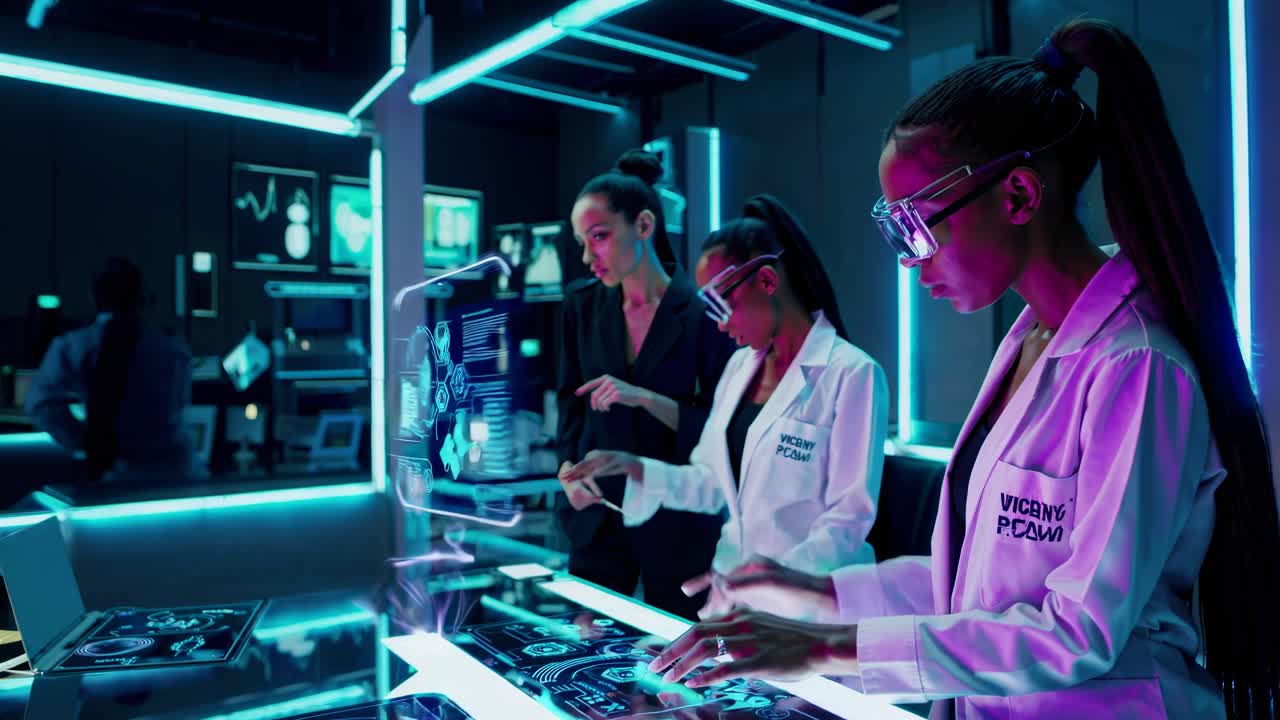 Women Scientists in a Futuristic Lab