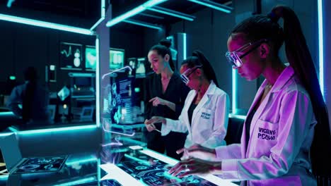 women scientists in a futuristic lab