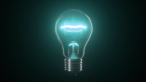 flickering tungsten blue light bulb lamp over black isolated background. seamless loop 3d render