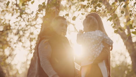 happy family with child have fun in autumn park