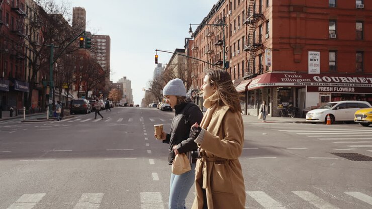 Two Women Walking in a New York City Street
