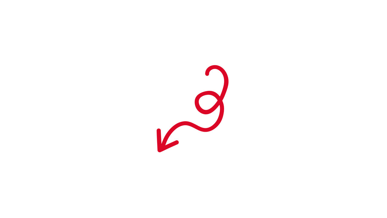 Hand-Drawn Red Arrow Animating and Pointing Down