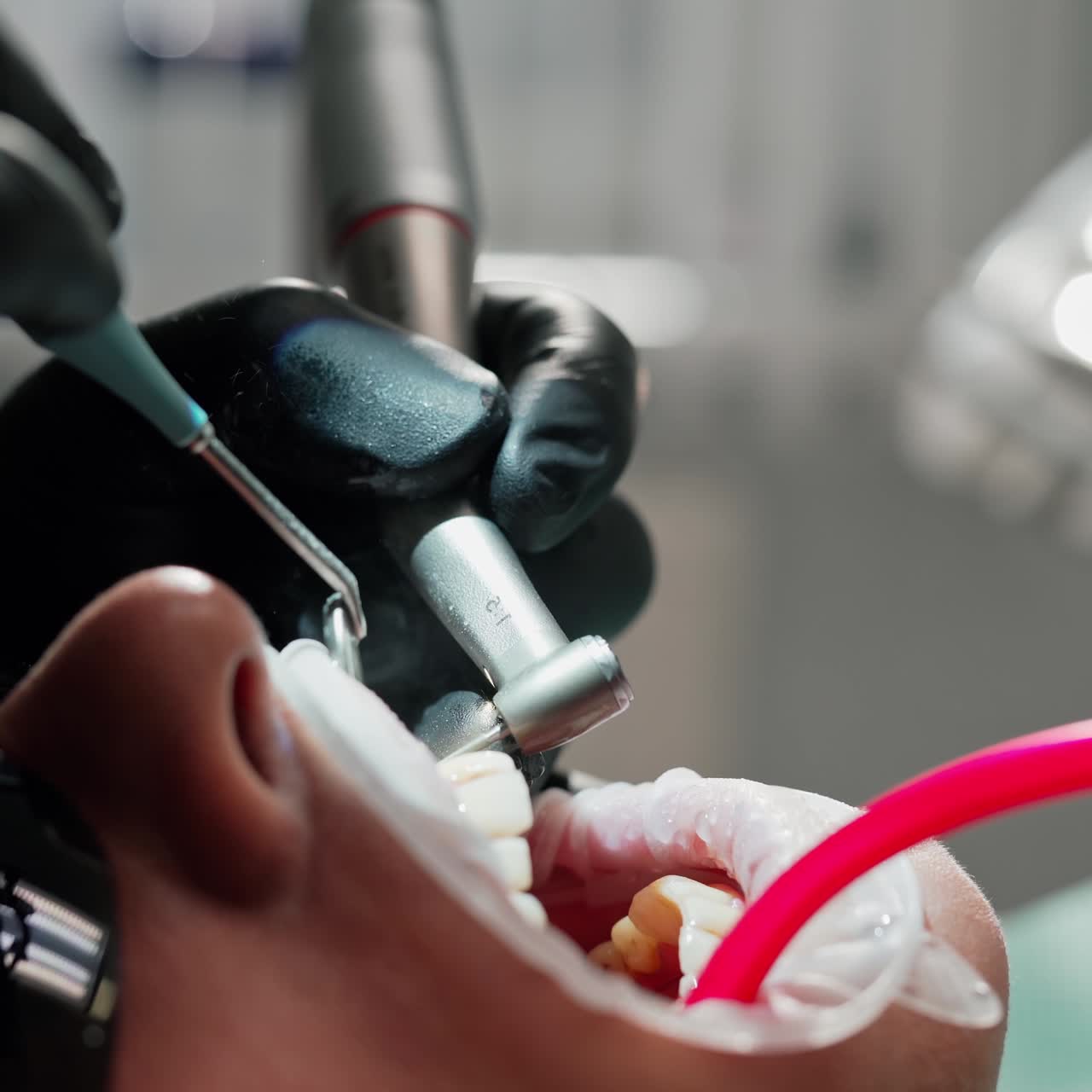Patient during dental process
