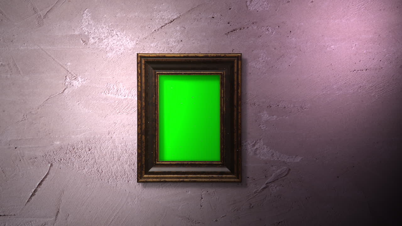 Wooden picture portrait frame Mock-up on texture pink wall background