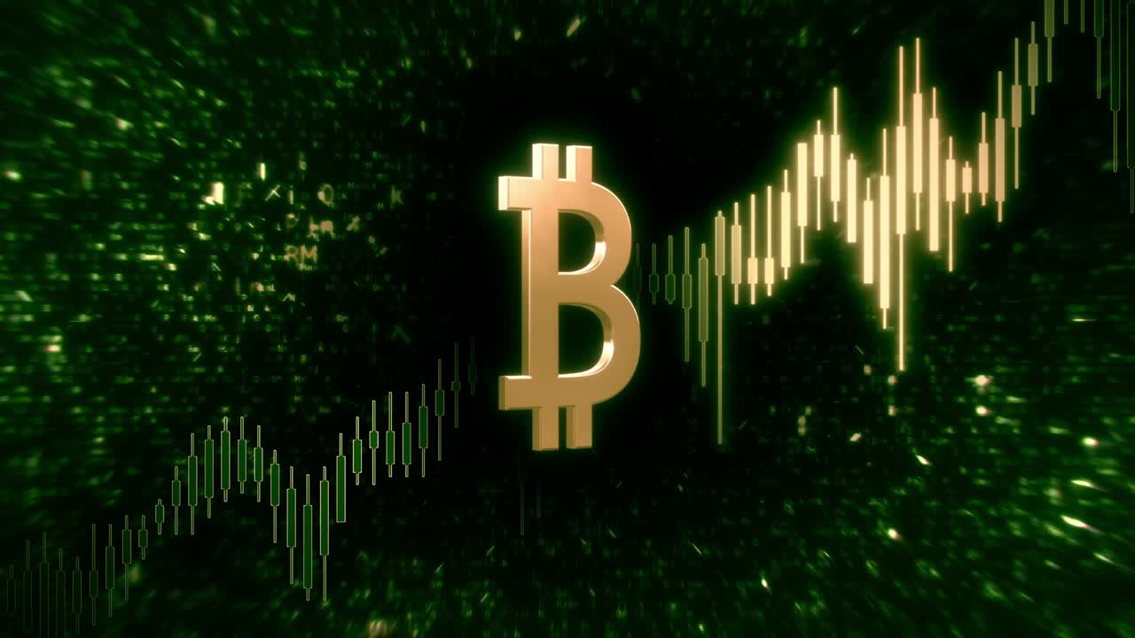 comercio de bitcoin mercado de toros gráfico de bucle de criptomoneda verde fondo