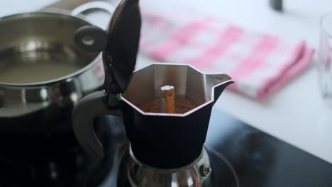 making espresso with a moka pot
