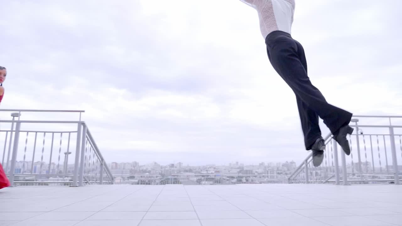 Ballroom Dancers Performing on Rooftop