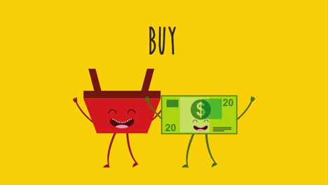bonito carrito de compras e ilustración de dinero