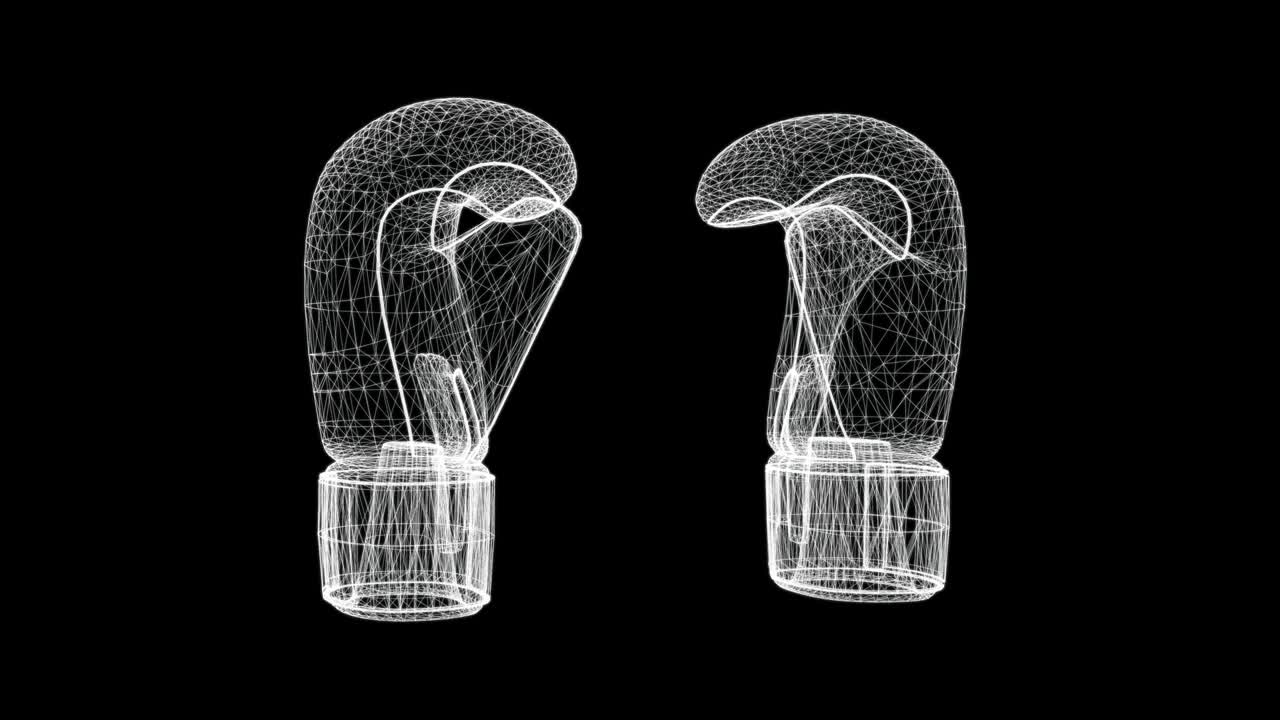 권투 장갑의 홀로그램 스크린 3d - 루프