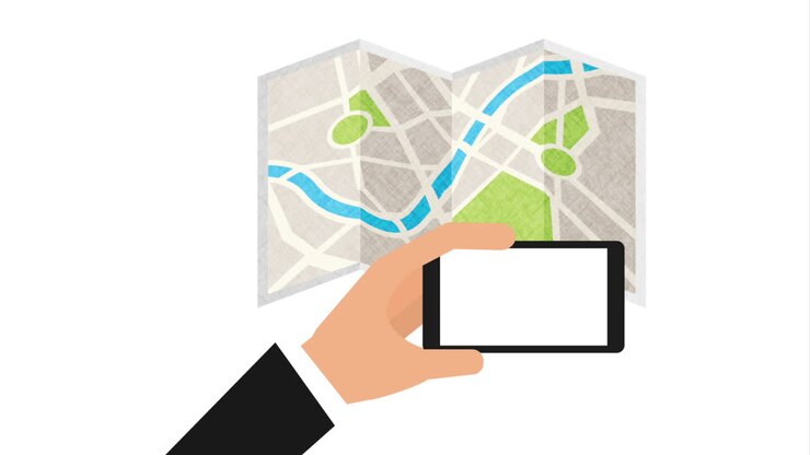 Smartphone with map application