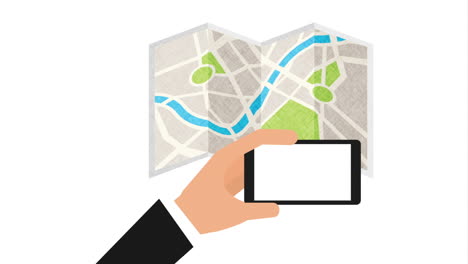 smartphone with map application