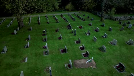 Aerial View of a Cemetery in Autumn
