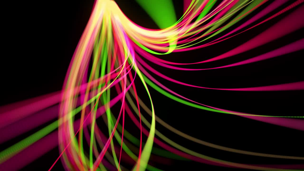 flujo de luz bg en 4k. fondo en bucle abstracto con rastros de luz, flujo de líneas de neón verde rojo amarillo en el espacio se mueven para formar formas en espiral. diseño de movimiento moderno de moda efecto de luz de fondo