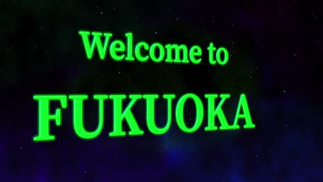 bienvenido a fukuoka mensaje de texto animación gráficos en movimiento