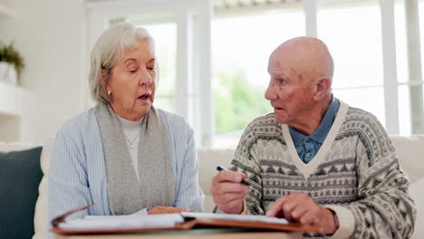 senior couple, agreement and signing