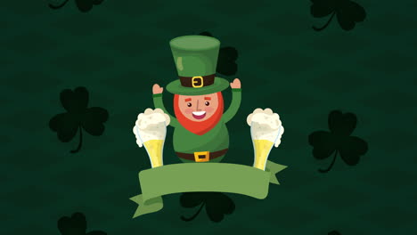 st patricks day animated card with elf and beers