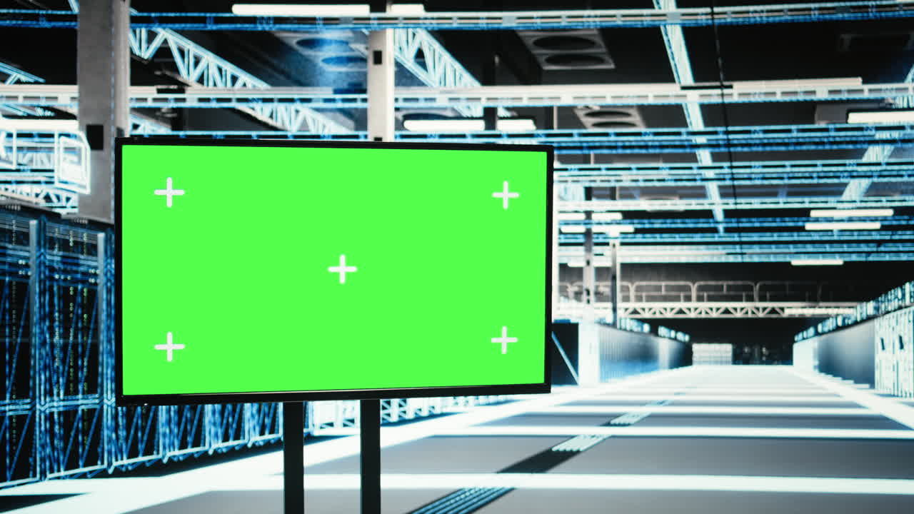 Isoleret skærmmonitor i datacenter bruges til at konfigurere supercomputere med AR