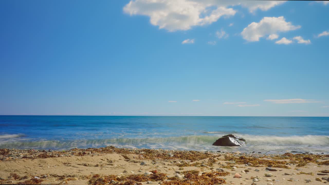 빈 해변 timelapse, 수평 보기