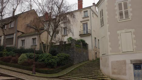 Ancient-Stairway-At-Montee-Saint-Maurice,-Angers,-Maine-et-Loire,-France