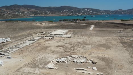 aerial views from over the ancient greek ruins on the island of despotiko