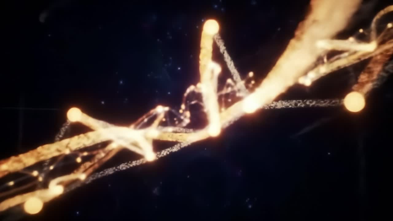 A Stunning Visualization of Dynamic Energy Pulses, Intertwining Paths, and Luminescent Threads in a Dark Cosmic Space, Capturing the Essence of Motion and Light