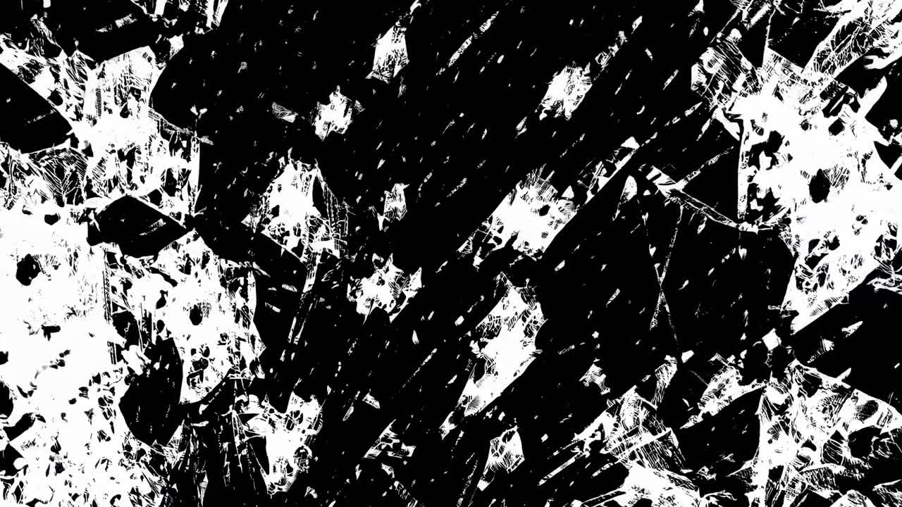 Concetto di video astratto con un effetto di vetro in frantumi caotico.