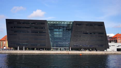 royal library known as the black diamond building on copenhagen harbour, denmark