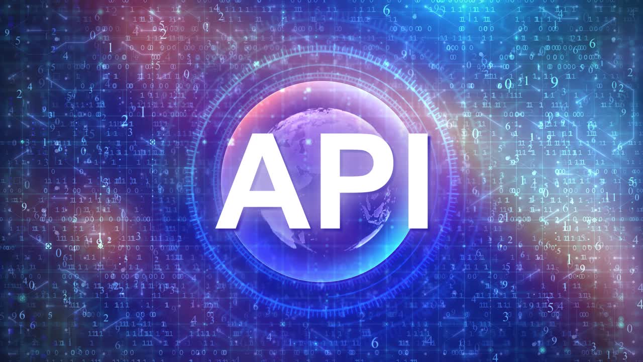 API Text Appearing Over Digital Globe and Data Background