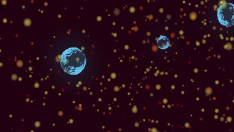 floating blue and orange particles resembling cosmic animation in dark space