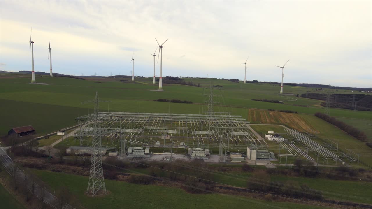 Aerial View of Windmill Ecology Substation in Sauerland, Germany