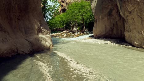 fast flowing rivers meet at saklikent gorge narrow steep sided ravine