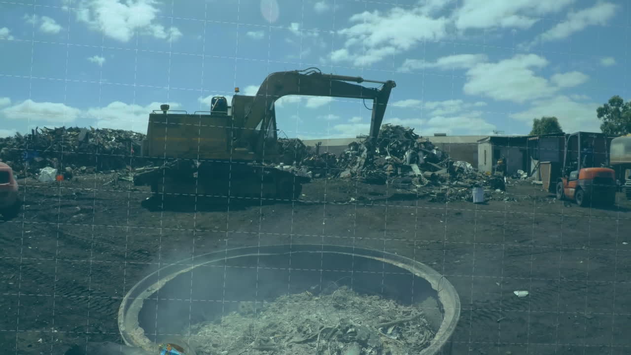 animación del procesamiento de datos financieros sobre el vertedero de basura