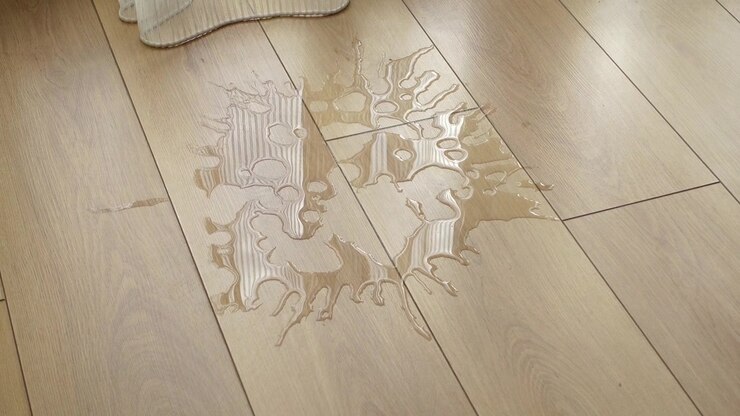Water Spill on Light Wood Laminate Flooring