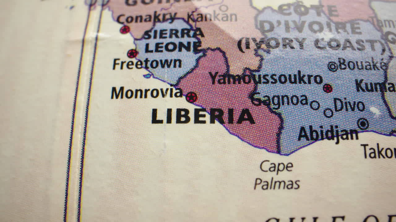 Tampilan Jarak Dekat Liberia di Peta Politik Afrika Barat