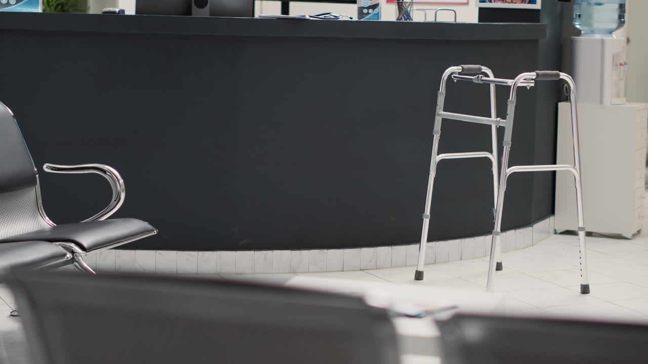 Clinical waiting area with walking frame