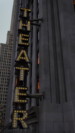 a theater sign in the city