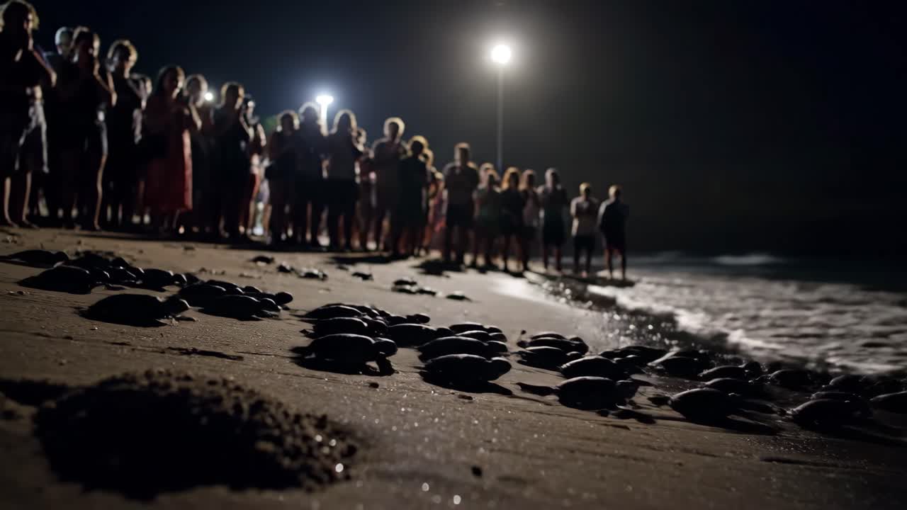 Sea Turtle Release at Night