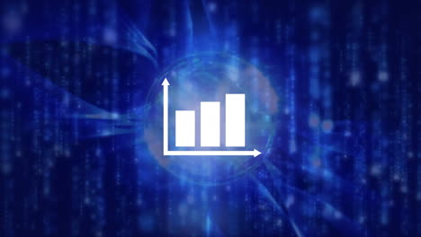 animation of data processing and globe over diagram