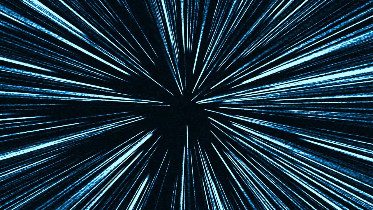 4K Animation loop anime comic grunge light speed blue lines rotation. Abstract anime motion background. Fast radial speed line from middle to the outside on black background,