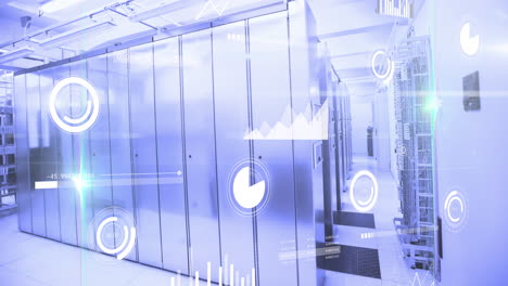 animación del procesamiento de datos a través de servidores informáticos