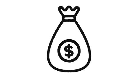 imágenes de animación del icono de la bolsa de dinero y canal alfa