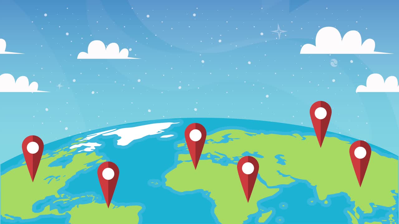 mundo planeta tierra viajes y pinos ubicaciones animación