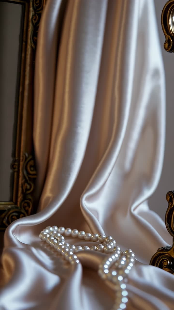 Antique Gold Framed Mirror with Pearls