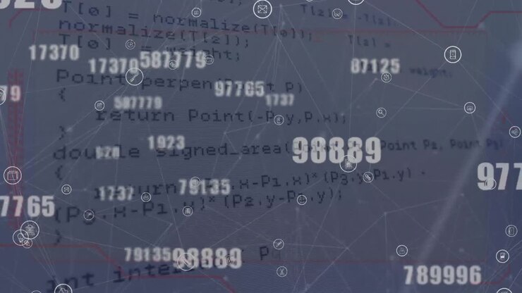 Animation of connections, data processing over numbers