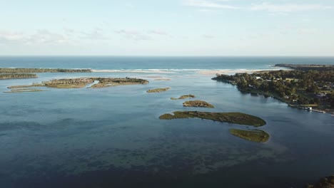 aerial footage over the islands of the mallacoota inlet, in eastern victoria, australia, december 2020