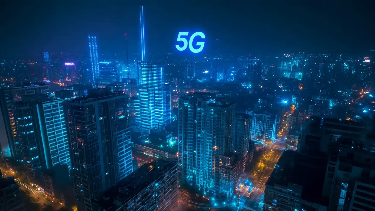 Night City Skyline with 5G Network