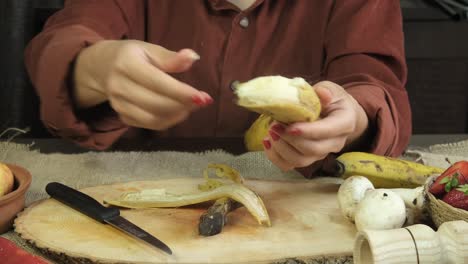 peeling yellow banana