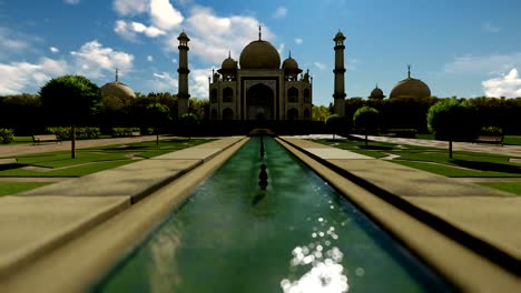 taj mahal against timelapse clouds, 4k