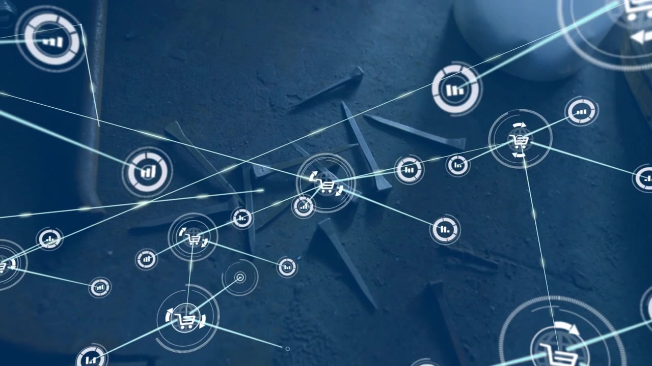When cart icon appearing triggers lines extending and nodes forming to visualize ecommerce network